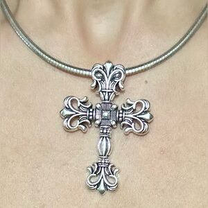 Chrome Hearts Inspired Cross Pendant Only – Silver Tone Gothic Style